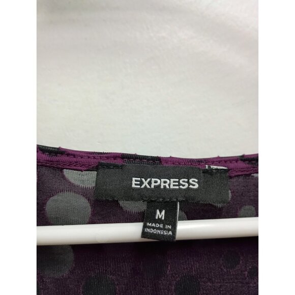VTG Y2K Express Babydoll Top Womens Medium Black Purple Burnout Polka Dot Grunge - Picture 5 of 12